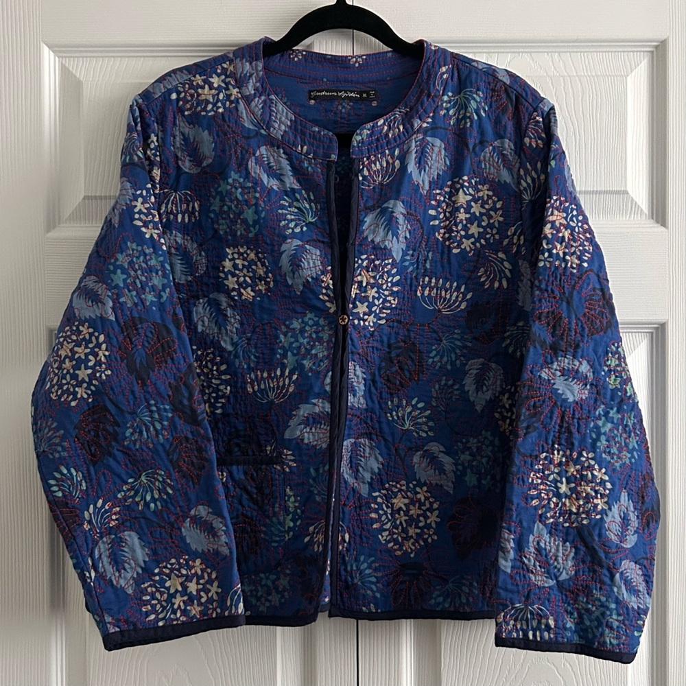 Gudrun Sjoden Swedish Malkha Organic Cotton Boho Quilted Floral Spring Jacket.